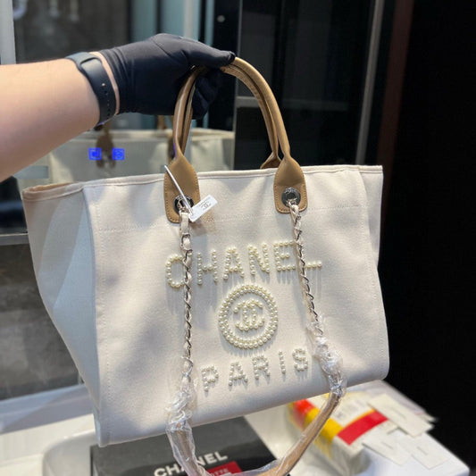 Chanel Embroidered Pearl Beach Bag